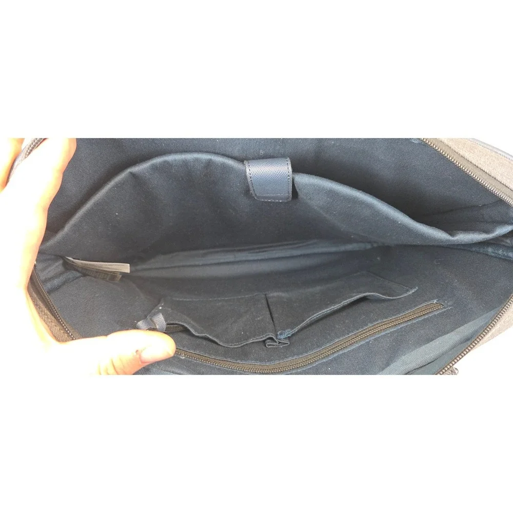 Ted Baker London Grey‎ Marl Navy Trim Laptop Briefcase Messenger Bag